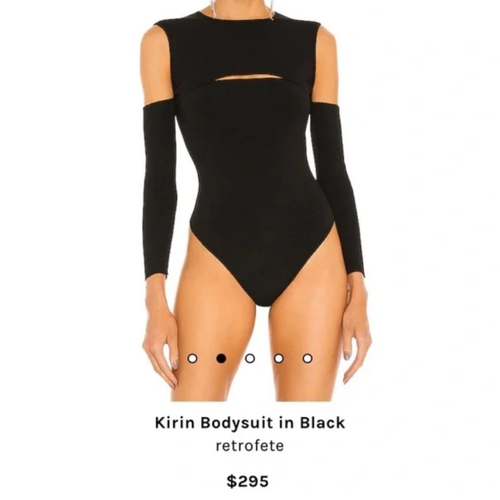 Retrofete Kirin ribbed bodysuit very flattering peek-a-boo cold shoulder